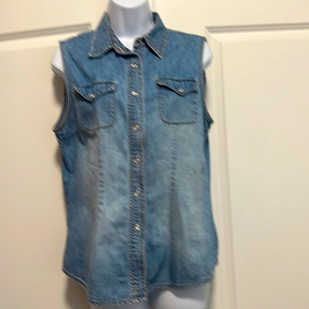 Pearl snap denim shirt